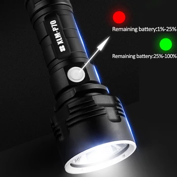 LIitwod xhp70.2 250000cd Galingas LED Žibintuvėlis USB Įkrovimo 18650 26650 baterija Ryškiausių žibinto lempa, Stovyklavimo, žvejybos