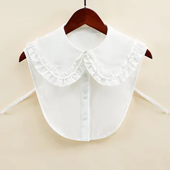 Linbaiway Korėjos Balta Netikrą Apykaklės Marškinėliai Moterims False Antkakliai Gėlių Siuvinėjimas Nėrinių Atlošas Nuimamas Apykaklės Pusė-Shirt Dirbtiniais Pulkininkas