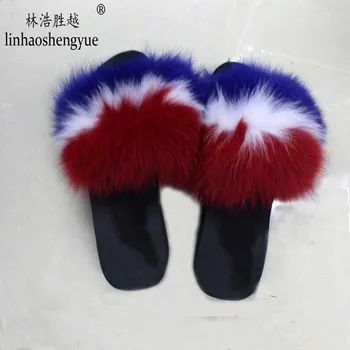 Linhaoshenyue 2020 karšto nekilnojamojo fox fur Šlepetės moterims, namų batai Tinka vasarą ir rudenį