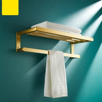 Lipnios vonios aksesuarai prabanga brushed gold vonios rankšluosčių džiovykla tualetinio popieriaus ritinėlio laikiklis dvigubas lazdele vonios kambarys pakabukas rinkinys