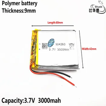 Litro energijos baterija Gera Qulity 3.7 V,3000mAH 904260 Polimeras ličio jonų / Li-ion baterija tablet pc BANKAS,GPS,mp3,mp4