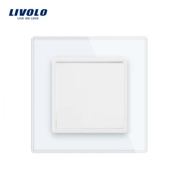 Livolo ES standartas ,Lizdo,Prabangūs Balti Krištolo Stiklo plokštės, 1 gaujos 1 Būdas Mygtukas Jungiklis, VL-C7K1-11