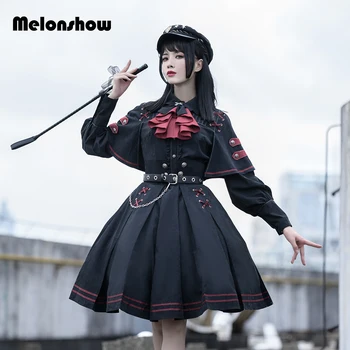 Lolita dress tenue kawaii Japonijos Moterų, Black, Gothic Lolita Dress Viktorijos Renesanso Retro Chic Punk Stiliaus Sluoksniuotos Sleev