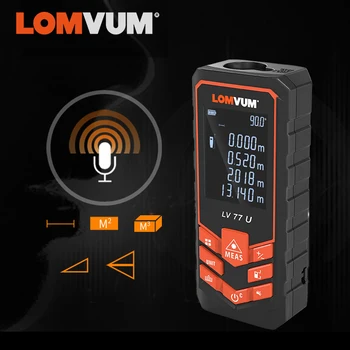 LOMVUM USB Įkrovimo 77U Trena Lazerinis tolimatis tipo anglų Balso Skaitmeninis Lazerinis Nuotolio Matuoklis, Elektros Matavimo Įrankių Juosta 120M