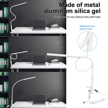 Long Arm Stalo Lempa Įrašą Office Led Stalo Lempa USB Akių saugomų Lempos, Miegamojo Led Lemputė 5-Lygio Ryškumą&Spalva 10W