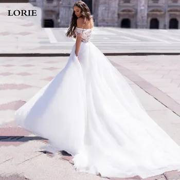 LORIE Princesė Vestuvių Suknelės 2021 nuo Peties Nuotakos Suknelė Pusės Split Vestuvių Suknelės Iliuzija Atgal Vestido De Novia