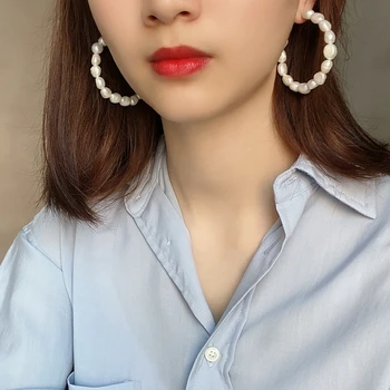LouLeur Baroko Formos Perlas 925 Sidabro Stud Auskarai Elegantiškas Korėjos Minimalistinio Stiliaus Auskarai Moterims Fine Jewelry 2020 Naujas