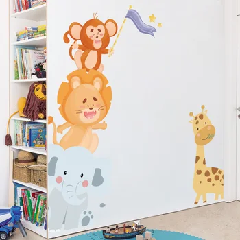 Louyun Gyvūnų modelio lipdukai animacinių filmų sienų lipdukai vaikų kambario, apdaila, namų puošybai QT1633