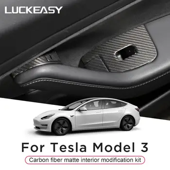 LUCKEASY Automobilio lango mygtuką modifikuotų pleistras Tesla Model 3 Automobilių interjero aksesuarų durų užraktas dekoratyvinis pleistras matinis 14pcs/set