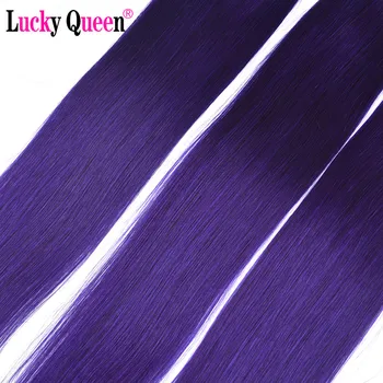 Lucky Queen Brazilijos Tiesūs Plaukai Ryšulius Su Uždarymo Ombre Violetinės Spalvos Plaukų Pynimas Remy Žmogaus Plaukų Priauginimas