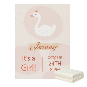 LVYZIHO Užsakymą Baby Shower Pretty Swan Princess Aukso Karūna Baby Girl Antklodė - 30x40 / 48x60 / 60x80 Cm - Vilnos Antklodė