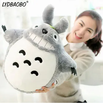 LYDBAOBO 1PC 60CM Garsaus Animacinių filmų Totoro Pliušiniai Žaislai Šypsosi Gyvūnai, Lėlės Medvilnės Kimštiniai Žaislai, Minkšti Mielas Sofos Pagalvę Dovanų Vaikams