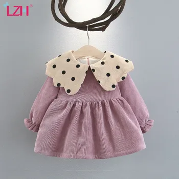 LZH 2021 m. Rudens Žiemos Bamblys Baby Girl Dress Kūdikių vientisos Spalvos Taškų Princess Gimtadienio Suknelė Naujagimiui Kalėdų Šalis Suknelė