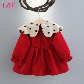 LZH 2021 m. Rudens Žiemos Bamblys Baby Girl Dress Kūdikių vientisos Spalvos Taškų Princess Gimtadienio Suknelė Naujagimiui Kalėdų Šalis Suknelė