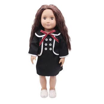 Lėlės drabužių Britų mokyklos uniforma mergaitėms juoda suknelė žaislas tinka priedai 18 colių Mergina lėlės ir 43 cm kūdikių lėlės c259
