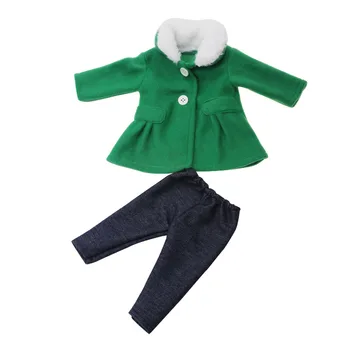 Lėlės drabužių žydros vilnos paltas tiktų juodos kelnės žaislas tinka priedai 18 colių Mergina lėlės ir 43 cm kūdikių lėlės c733