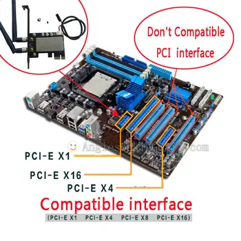 M. 2/NGFF PCI-e 1X 8X 16X Darbalaukio WI-fi, WLAN, KORTELIŲ Laikiklis Dėklas Adapteris 2DB Antena 