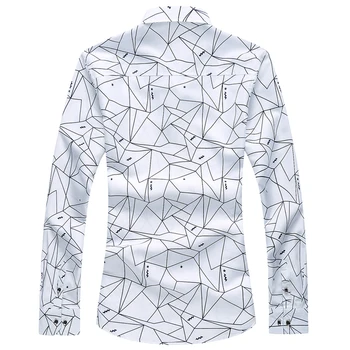 M-6XL Suknelė Marškinėliai Vyrams 2020 M. Rudenį Mygtuką Geometrinis Spausdinimo Atsitiktinis Marškinėliai ilgomis Rankovėmis Plius Dydis Camisa Socialinės Masculina