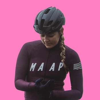 Maap 2020 Aukščiausios kokybės ryškiai oranžinė žalia Moterų komanda dviračių jersey ilgomis rankovėmis pavasarį ir rudenį kalnų dviračių sporto viršų