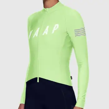 Maap 2020 Aukščiausios kokybės ryškiai oranžinė žalia Moterų komanda dviračių jersey ilgomis rankovėmis pavasarį ir rudenį kalnų dviračių sporto viršų