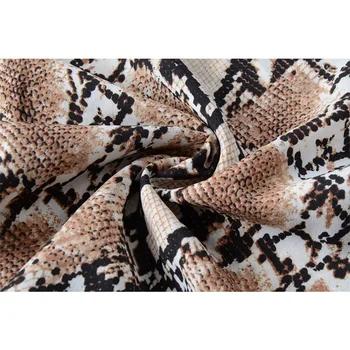 Madinga leopardas spausdinti seksuali suknelė naują moterų drabužiai V-kaklo, ilgomis rankovėmis rišti Šifono Suknelė