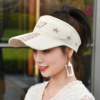 Madingų Moterų Vasara Tuščias Top Hat Pentagram Modelis Kintting Beisbolo kepuraitę nuo Saulės skrybėlę Sporto Raidė