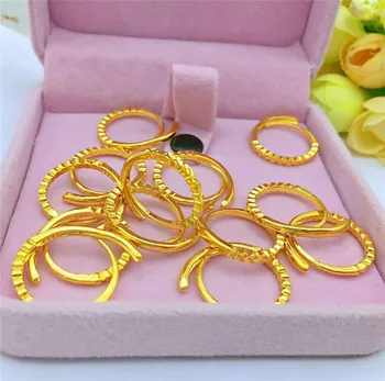 Mados 14K Aukso Žiedas, skirtas Moterims, Vyrams, Pora Žiedus Unisex Paprasta Thicked Geltonos Aukso Vestuves, Sužadėtuvių Metines Papuošalai Dovana