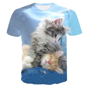 Mados 2020 Naujas Cool T-shirt Vyrai/Moterys 3d Marškinėlius Spausdinti dvi katės trumpomis Rankovėmis Vasaros Viršūnes Tees marškinėliai Atspausdinta Tee