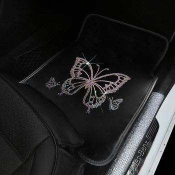 Mados animacinių filmų drugelis deimantas atsparus vandeniui anti slip automobilių kilimėliai merginos, moterys universaliųjų automobilių kojų kilimėliai