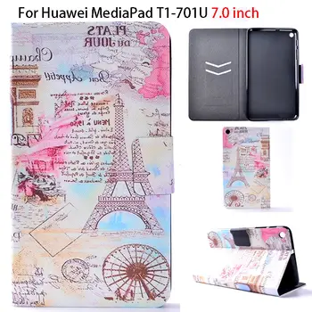Mados Atveju, Huawei T1 7.0 T1-701u Silikono PU Odos Padengti Funda Už Huawei MediaPad T1 7.0 T1-701u Tablet Stand Shell