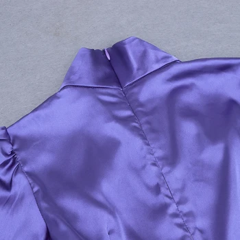 Mados Europos, Amerikos Violetinė Moterys Ilgomis Rankovėmis Šaliai Atsistoti Apykaklės Rudenį Užtrauktukas Slim High Street Suknelės