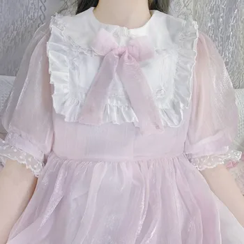 Mados Kawaii Drabužiai Mergaitėms, Rausvos spalvos, Lolita Dress Saldus Princesė Dress Gotikos Japonijos Loli Drabužius Vasaros Suknelė Pasakų BL4325