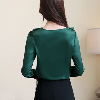 Mados moteris palaidinės 2021 plius dydis moterų šifono palaidinė marškinėliai V apykaklės office palaidinė ilgomis rankovėmis marškinėliai moterims blusas 2355 50