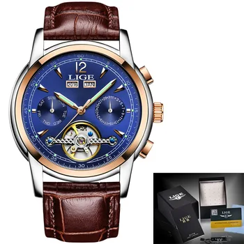 Mados moteriški Laikrodžiai Top Brand Luxruy LIGE Automatinis laikrodis moterims Vandeniui Sporto Laikrodis Ponios Oda Verslo Riešo žiūrėti