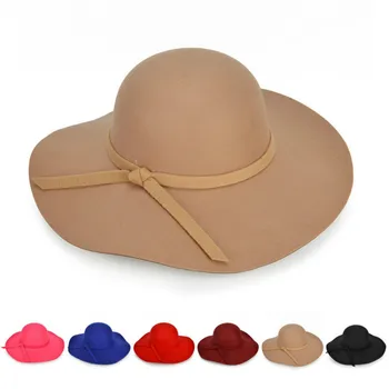 Mados moterų rudens ir žiemos lauke didelis kraštų skrybėlę korėjos versija nespalvoti paprasta top hat atsitiktinis skrybėlę asmenybės laukinių skrybėlės