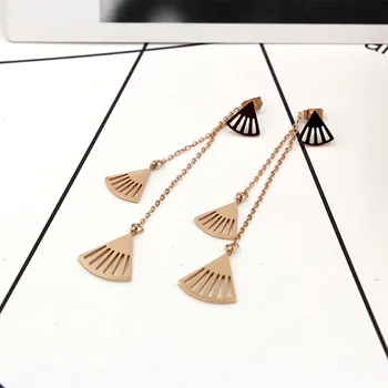 Mados naujų kutas trikampio vėduoklės formos rose gold ilgi auskarai auskarai papuošalai moterų-geriausia dovana