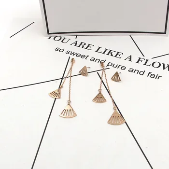Mados naujų kutas trikampio vėduoklės formos rose gold ilgi auskarai auskarai papuošalai moterų-geriausia dovana