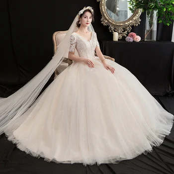 Mados paprastas Šviesos vestuvių suknelė 2019 nauja nuotaka valtis kaklo išjungti peties pusė rankovės baltos 3D prabangių prancūzijos Hepburn super fėja