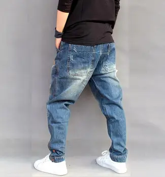 Mados Streetwear Vyrų Džinsai Palaidi Tinka Spliced Dizaineris Haremas Džinsai 2020 Vyrų Krovinių Kelnės Hip-Hop Poilsiu Džinsai Homme w246