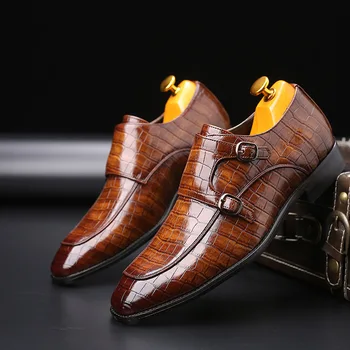 Mados verslo point odiniai batai krokodilo odos batų sagtis atsitiktinis vyriški batai 38-48 Zapatos de hombre