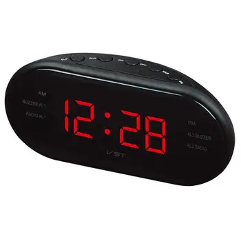 Mados Šiuolaikinės AM/FM LED Laikrodis, Radijo Elektroninis Stalinis Laikrodis-Žadintuvas Skaitmeninis Stalo Laikrodžiai Atidėjimo Funkcija Su ES Plug