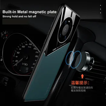 Magnetinio atveju, Huawei Mate 40 pro plus atveju silikono minkštas bamperis odos veidrodis atveju, Huawei Mate 40 pro 5g atveju 360 dangtelį