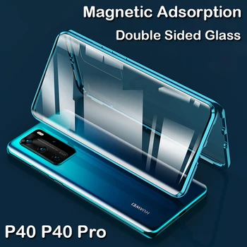 Magnetinio Atveju, Huawei P40 Pro Coque Mate 30 20X 5G 30 P20 Metalo Bamperis Garbę X10 Žaisti 4T 30 30S 10 Pastaba 9X 8X MAX Stiklo Atveju