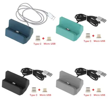Magnetinio Micro-USB + USB Type C Jungtis Krovimo Doko Stotis, Skirta 