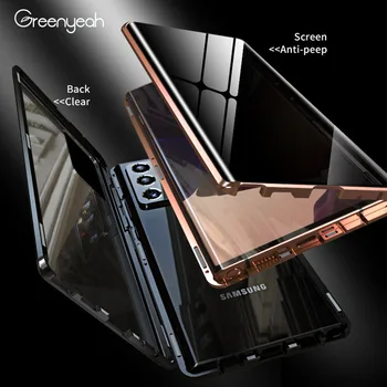 Magnetinio Privatumo Telefono dėklas 360 Magneto Dangtelis skirtas Samsung Galaxy A51 S10 A71 20 Pastaba Ultra S20 S9 Metalas Grūdintas Stiklas Coque