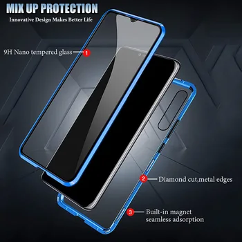 Magnetinio Telefoną Atveju Huawei P40 30 Pro 30 Lite Dvipusis Grūdinto Stiklo Apsauga Atvejais Mate 30 Garbę 20 8X 9X Galinį Dangtelį