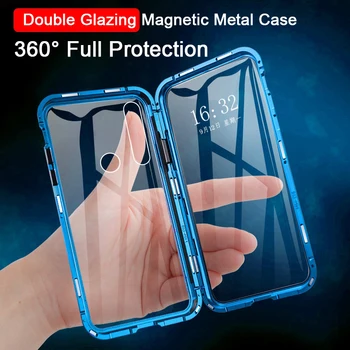 Magnetinės Metalo, Dvigubo Stiklo Pusėje Atveju Huawei Honor Pastaba 10 20 Lite Peržiūrėti 20 P20 30 Pro 8X 9X Nova 5 5i 4E 4 3i Žaisti 3 Padengti