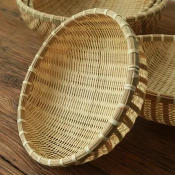 Maisto produktų laikymo krepšelis rankų darbo pirminės spalva žalia bambuko audiniai vaisių duonos laikymo dėklas patalpų virtuvės baldų aksesuarai