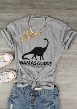 Mamasaurus Dinozaurą T-Marškinėliai Pilki marškinėliai Moterų Mados Drabužių marškinėlius vasaros stiliaus apranga tees viršūnes moterų tshirts