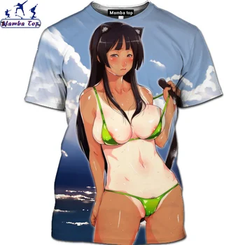 Mamba viršų 3D Anime Paplūdimio Graži Mergina T-Shirt Vandenyno Undinė Marškinėliai Animacinių filmų Kawaii Bikini Loli Yujie T-shirt Gyvūnų vyriški Marškiniai